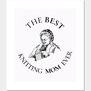 THE BEST KNITTING CRAFTS MOM LINE ART SIMPLE VECTOR STYLE, MOTHER OLD TIMES Posters and Art